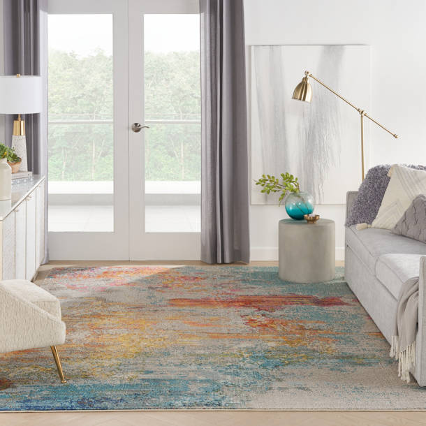 Bungalow Rose Flatweave Performance Pink/Blue/Orange Rug Wayfair